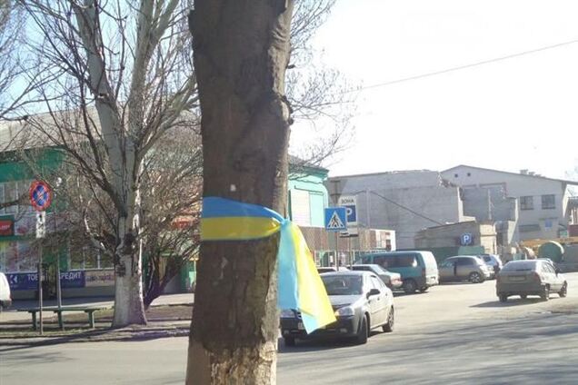 Центральные улицы города на Донетчине украсили национальной символикой