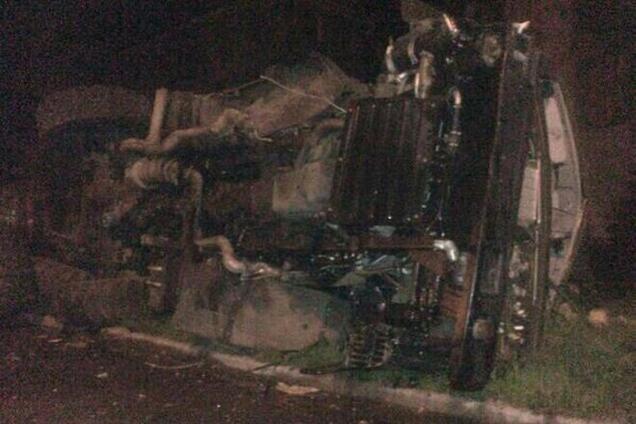 Военный 'КамАЗ' с террористами перевернулся в Донецке