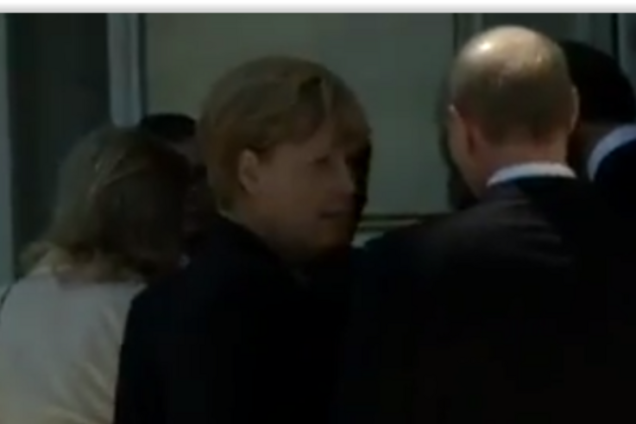 Появилось краткое видео беседы Меркель, Порошенко и Путина
