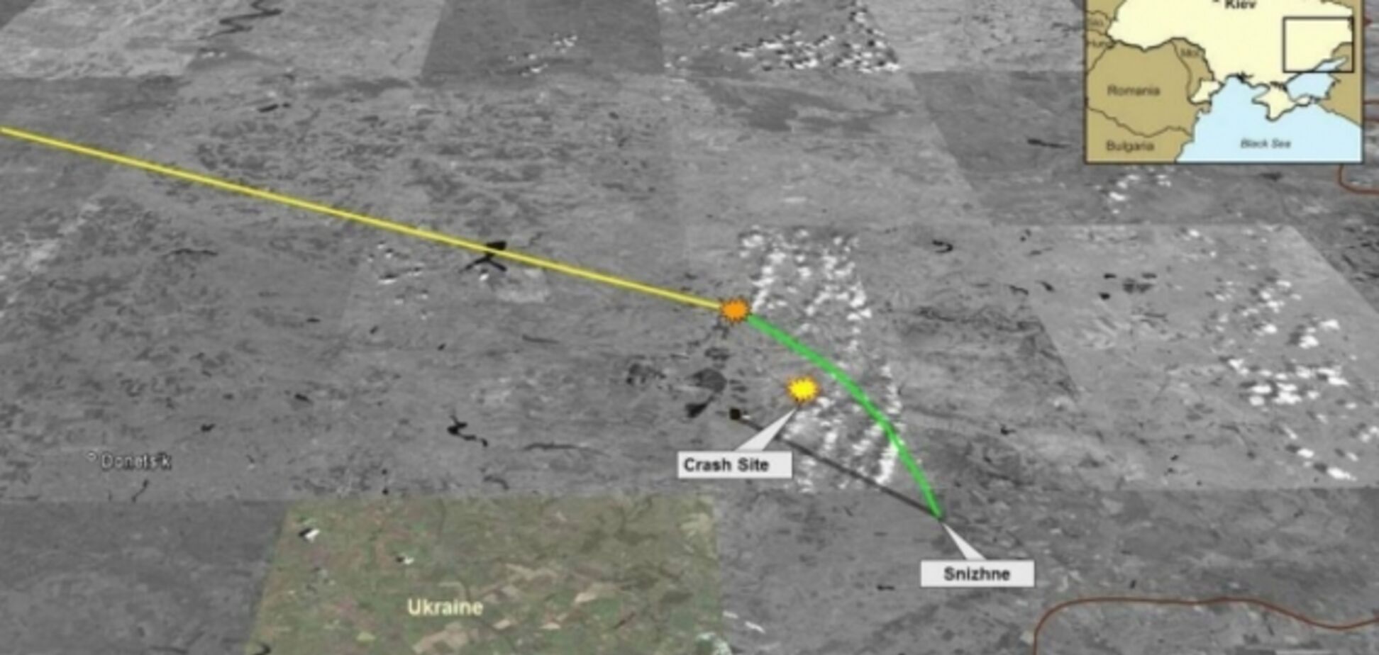 США показали траекторию полета сбившей Boeing-777 ракеты