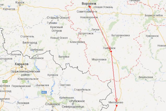 В сети появилась актуальная карта передвижения 'гуманитарного конвоя РФ'