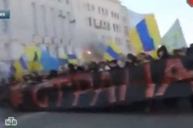 НТВ сообщило о бунте радикалов в Киеве, показав харьковский марш ультрас 