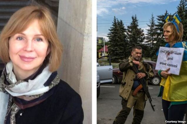 Истязаемая ранее в Донецке патриотка обняла спасшего ее животных боевика 'ДНР'