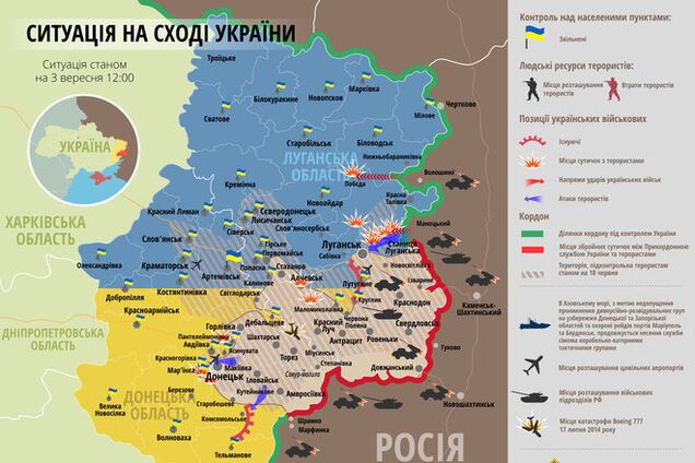 Актуальная карта сражений в зоне АТО