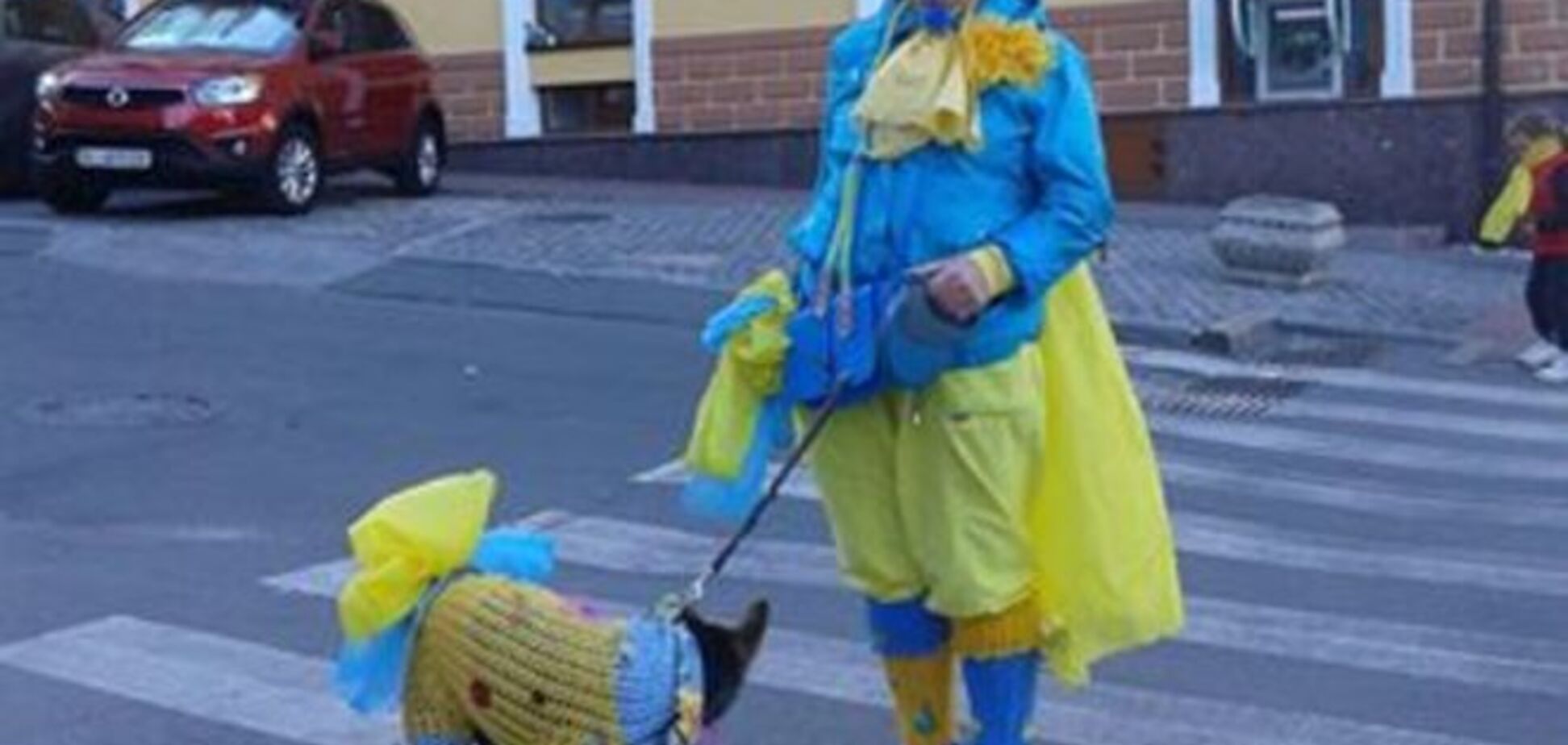 По Киеву гуляет женщина, с ног до головы одетая в сине-желтое
