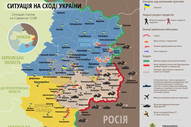 Актуальная карта сражений в зоне АТО