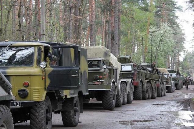 Воронеж колонна военных автомобилей