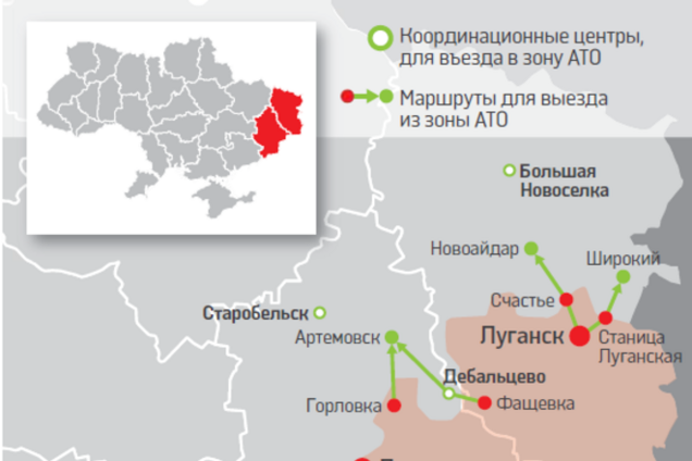 Опубликованы маршруты для выезда из зоны АТО