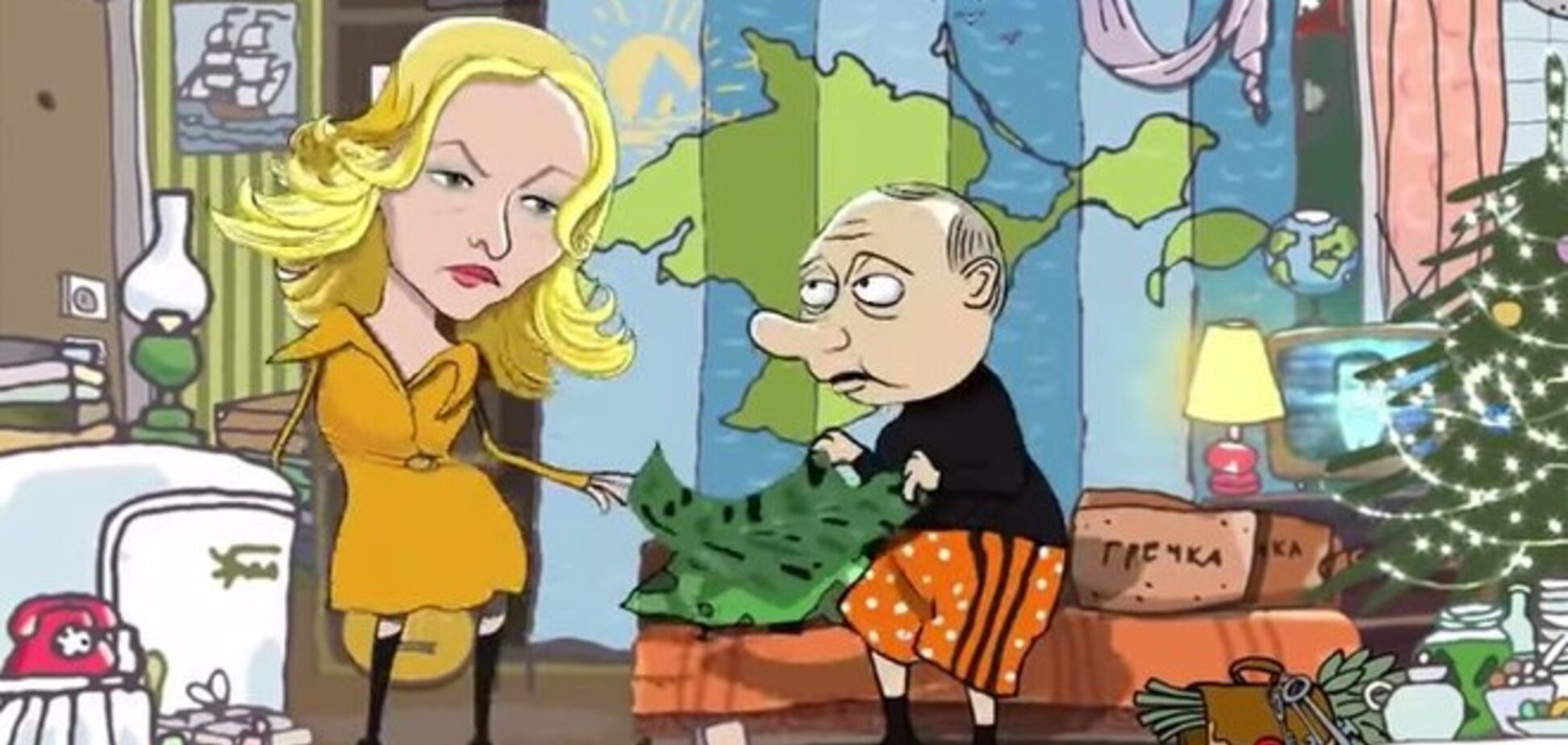 В сети появился мультфильм 'Ирония судьбы, или С легким Крымом' с пьяным Путиным в главной роли