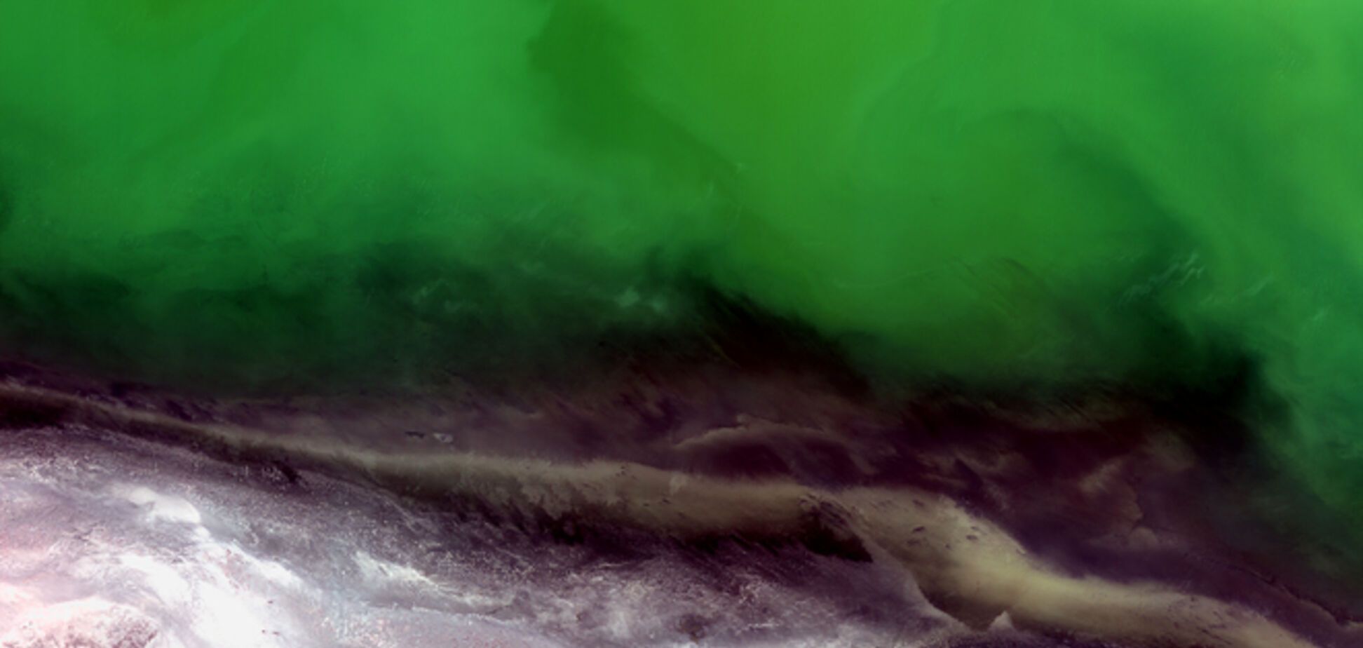 Спутник с космоса заснял красочное цветение Каспийского моря