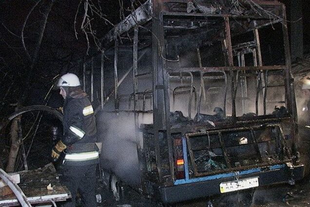 В Киеве сгорела маршрутка