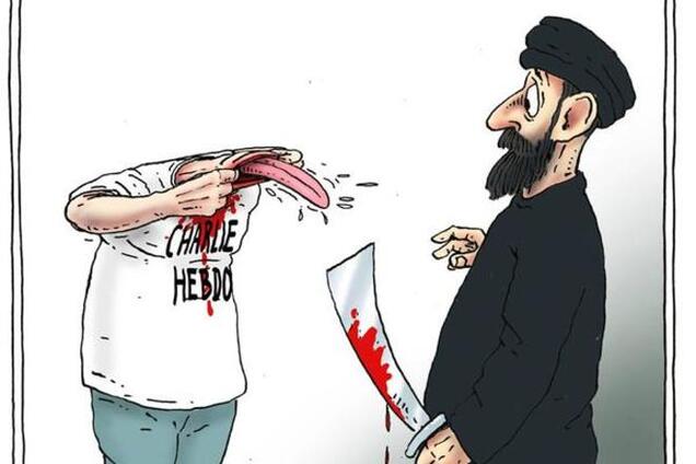 В ответ на теракт в редакции Charlie Hebdo появились 12 рисунков со всего мира