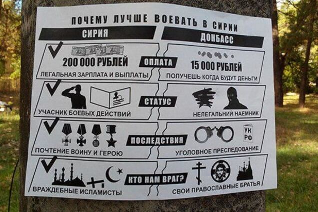 'Почтение герою': в 'ДНР' листовками заманивают 'пушечное мясо' на войну в Сирию. Фотофакт
