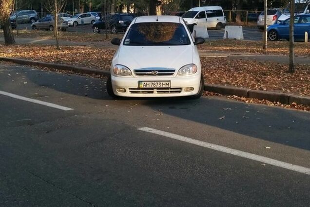 Нарушил все, что мог: 'герой парковки' в Киеве перегородил проезд и стал на зеленой зоне