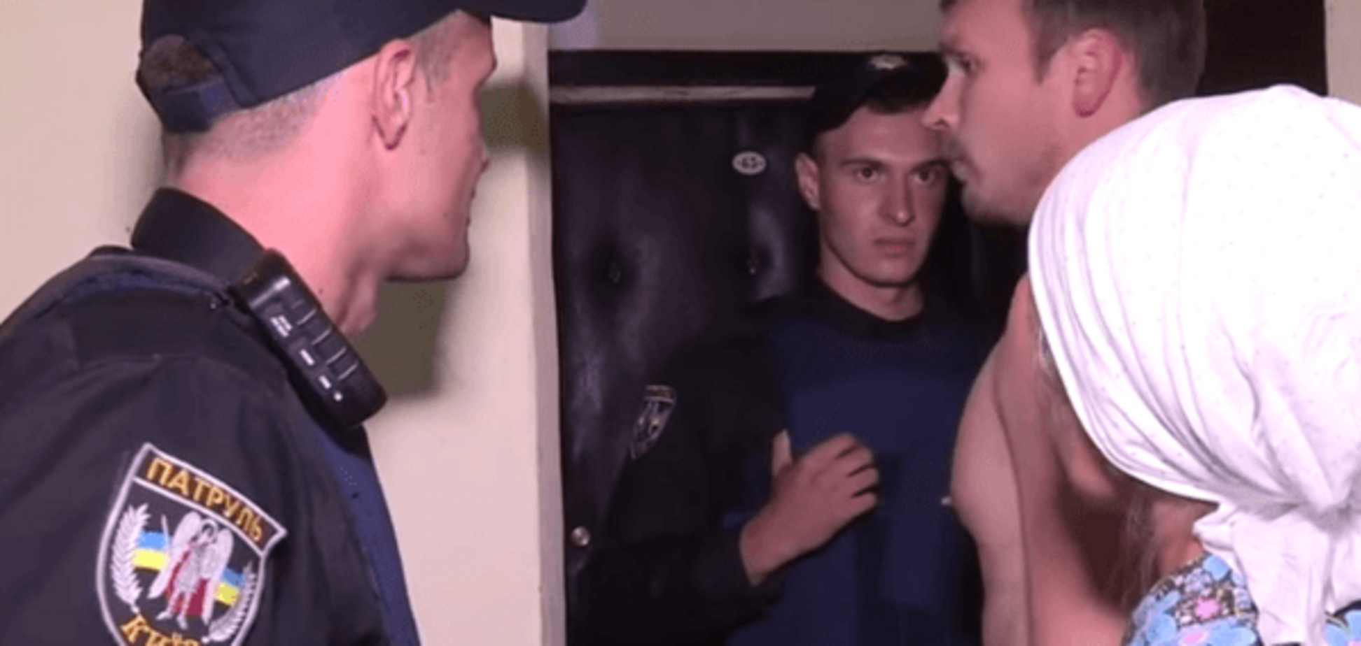 В Киеве домашний насильник устроил копам 'теплый прием': видеофакт