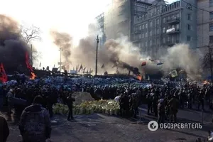 Архивное фото. Боестолкновения на ул. Грушевского в Киеве