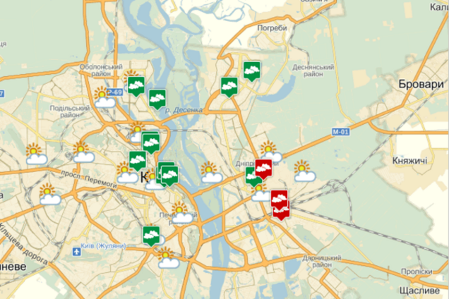 Трудно дышать: опубликована актуальна карта загрязнения воздуха в Киеве
