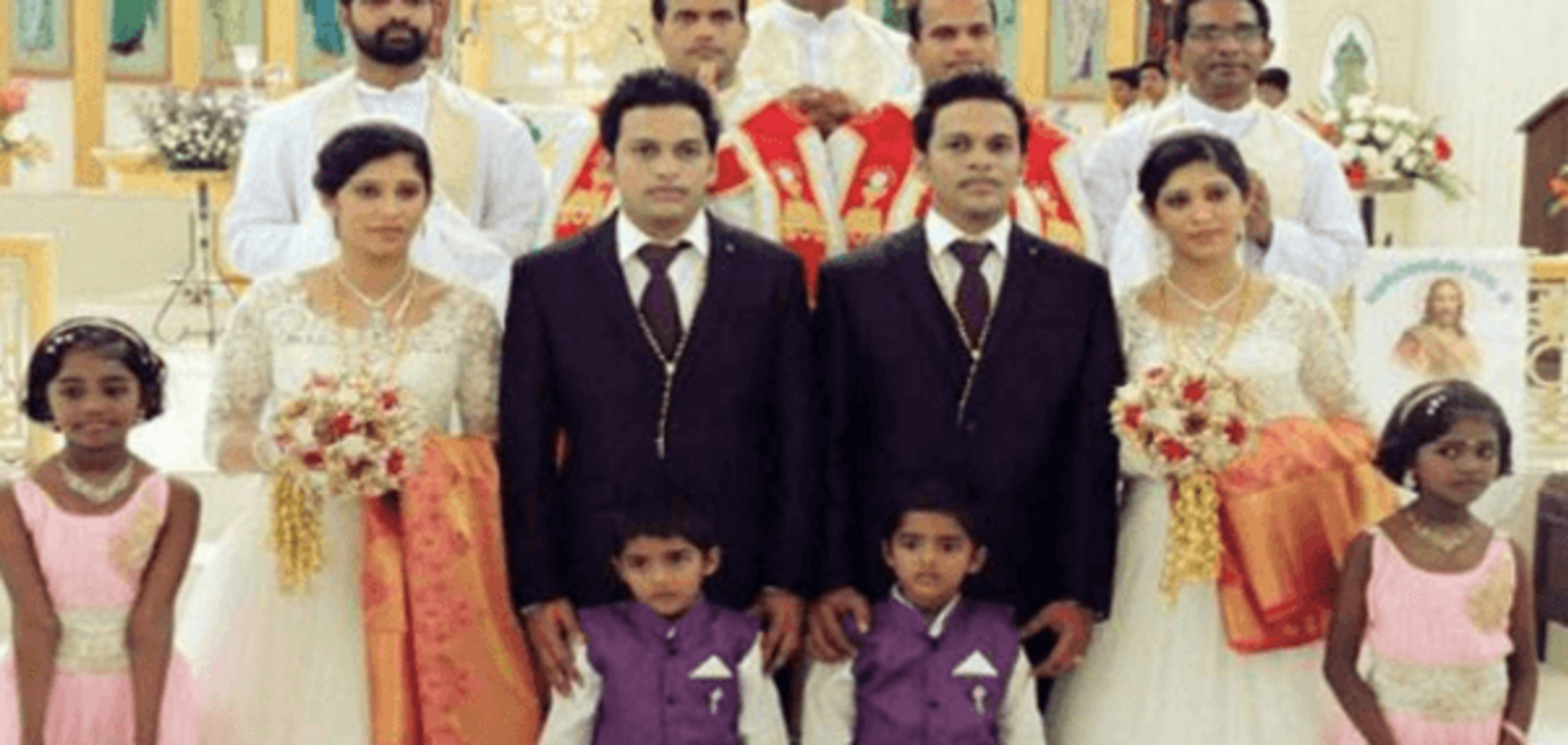 В Индии близнецы-священники обвенчали близнецов-женихов на сестрах-близнецах