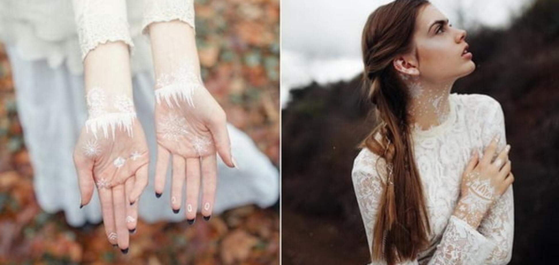 Хит зимы: белые татуировки в форме снежинок