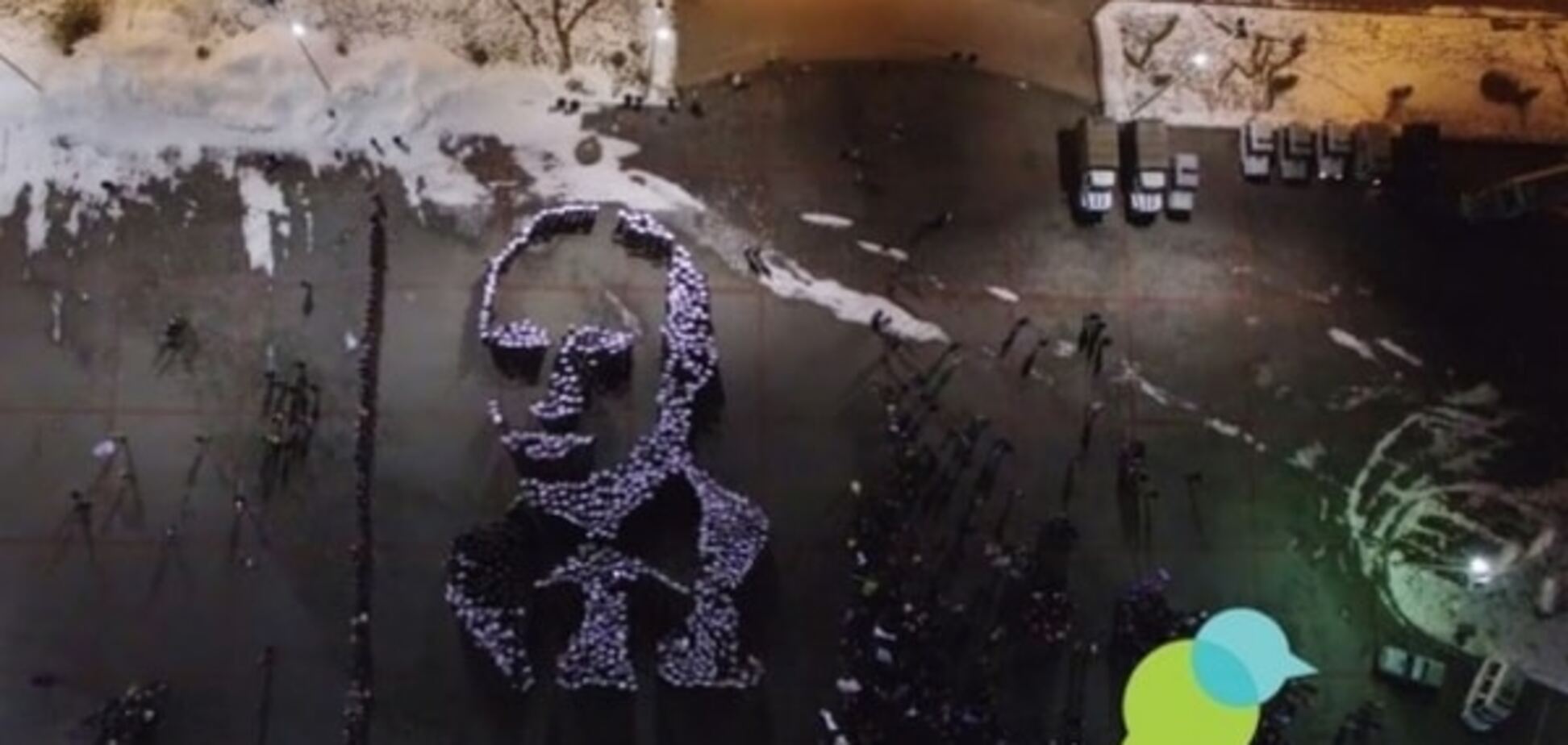 В Челябинске студенты телами выложили гигантский портрет Путина: фотофакт