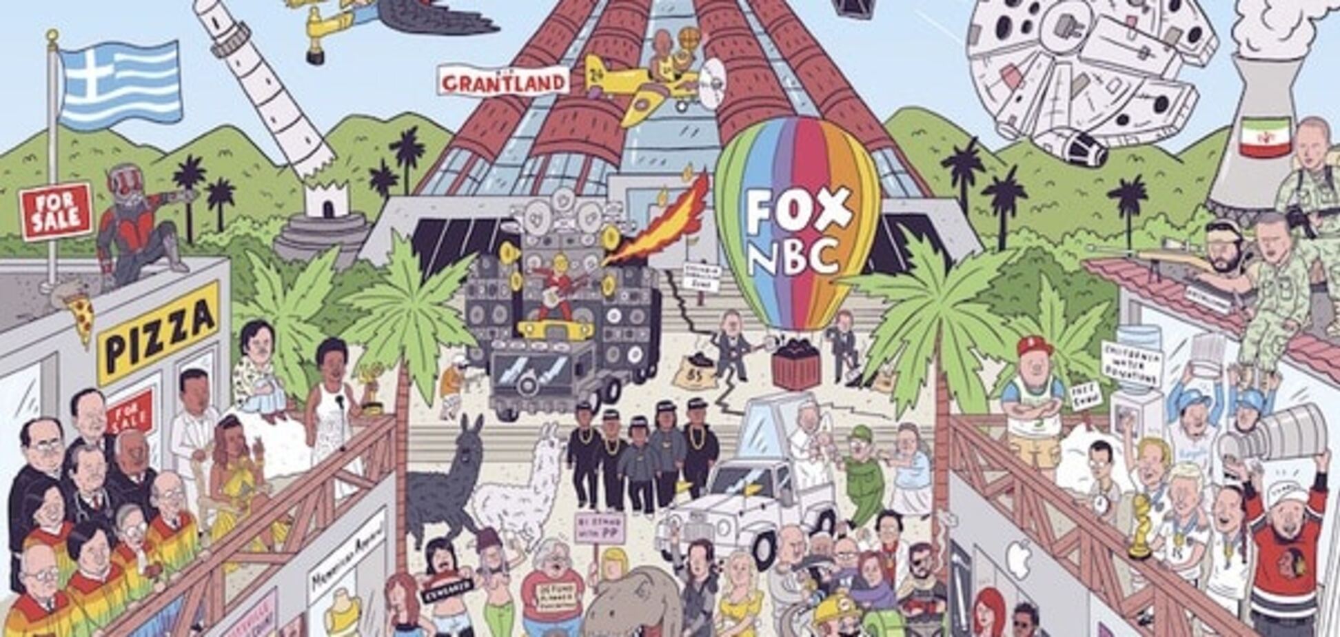 Художник из США показал все главные события года на одной картинке: фотофакт