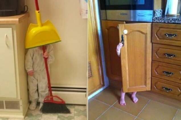 Топ-10 трогательных фото малышей, которые играют в прятки