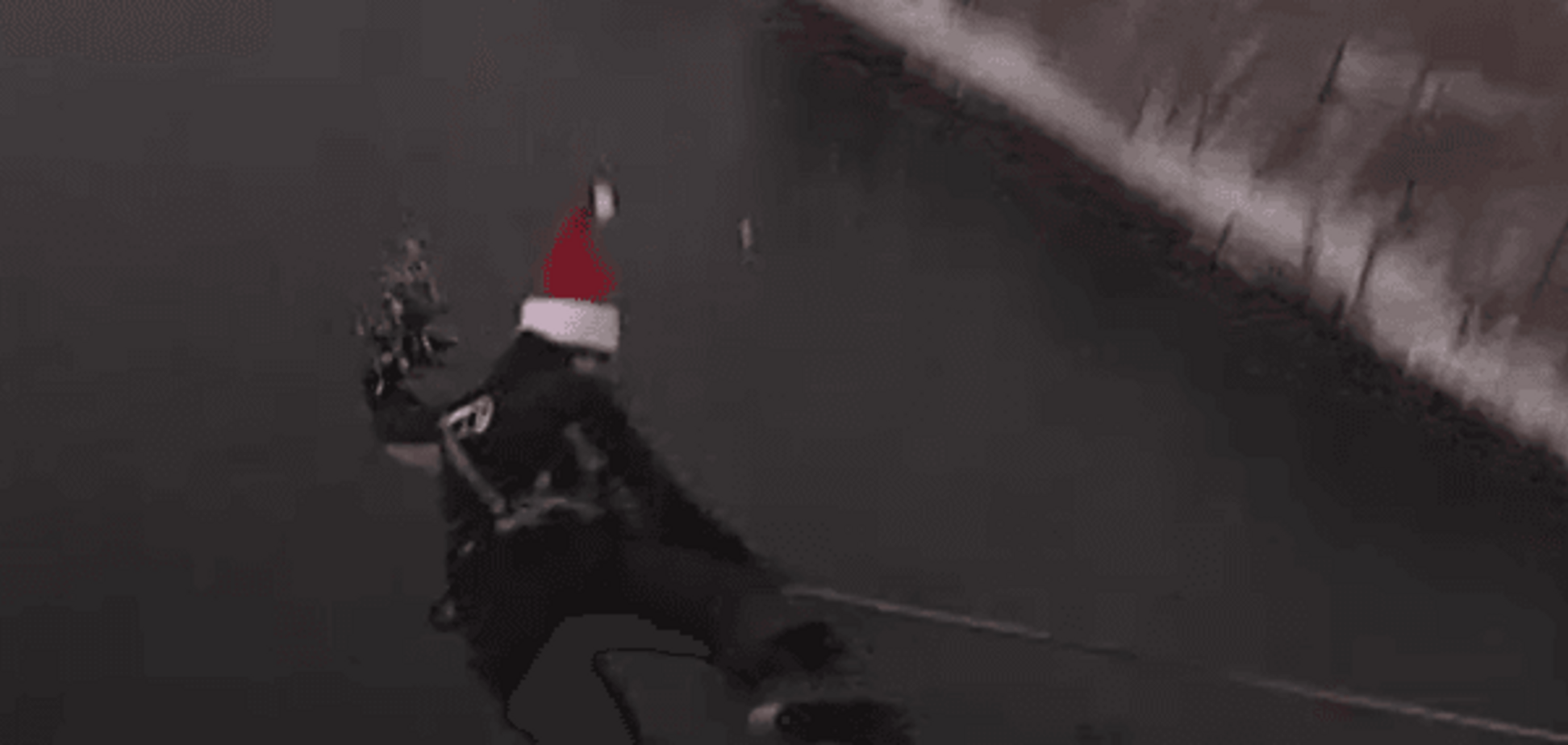 Несколько десятков Дедов Морозов прыгнули с моста в Запорожье