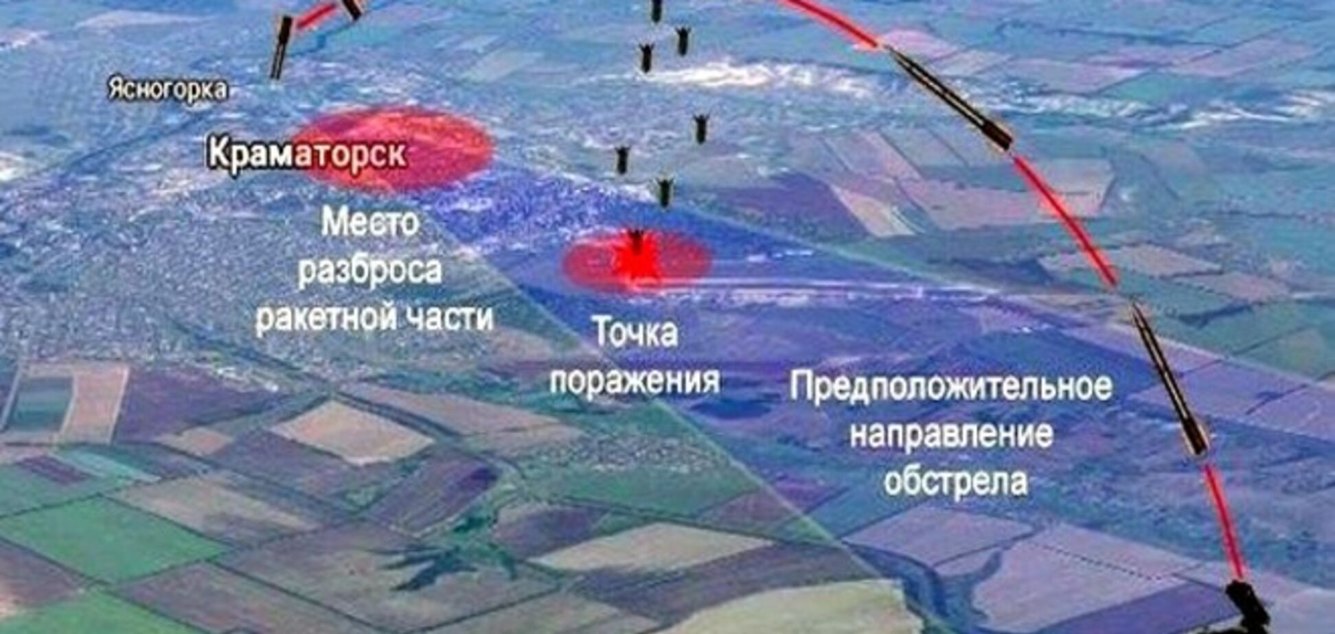 Опубликована визуализация траектории полета и попадания снарядов в Краматорске