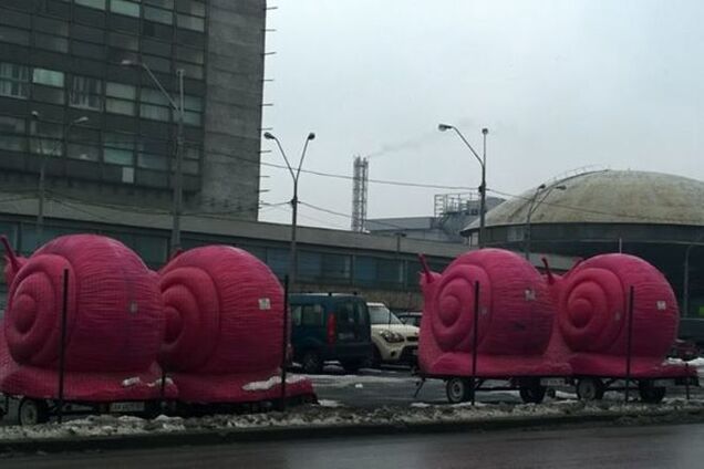 Киевляне обнаружили парковку 'розовых улиток': фотофакт