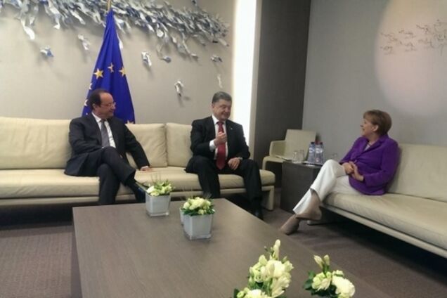 Порошенко, Меркель и Олланд начали встречу в формате 'тет-а-тет'