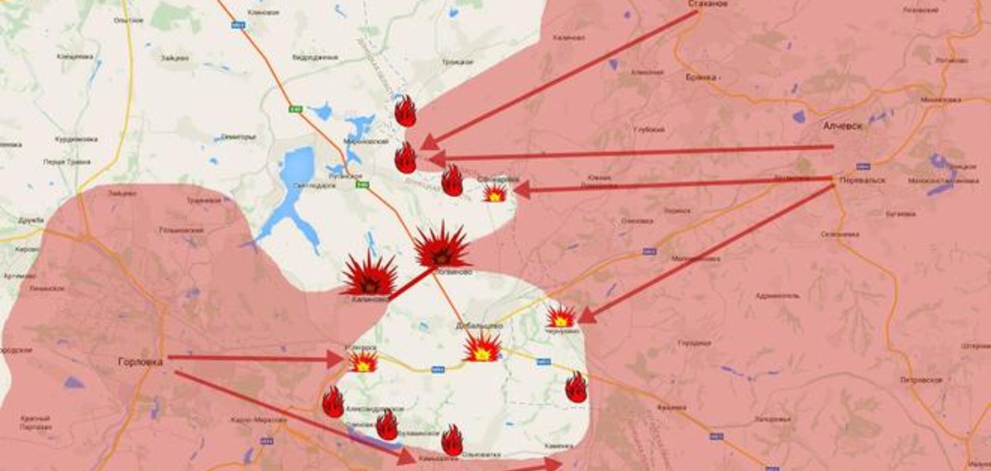 Опубликована карта боев на 'трассе жизни' под Дебальцево