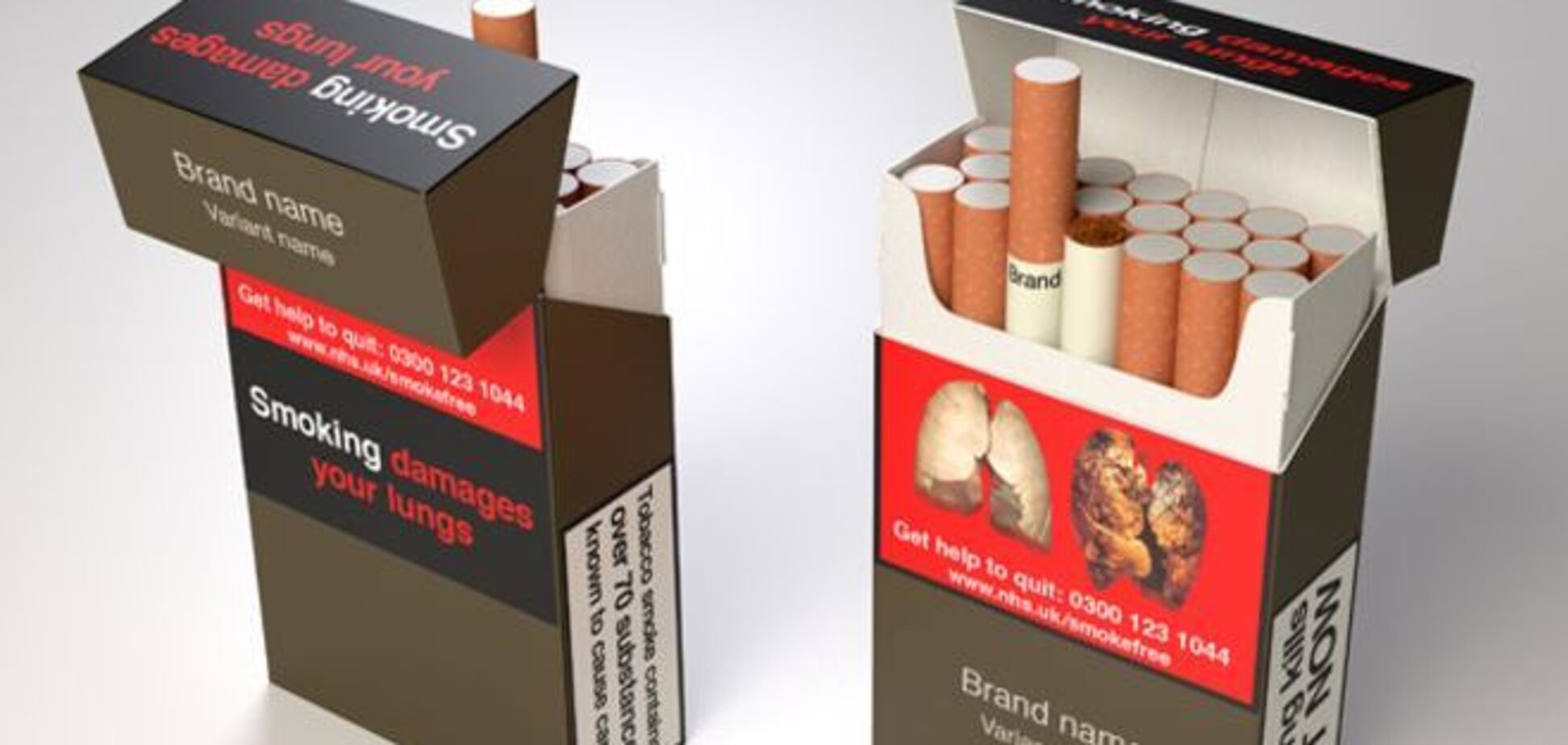 Запрет на брендинг: в Британии все пачки сигарет станут одинаково страшными