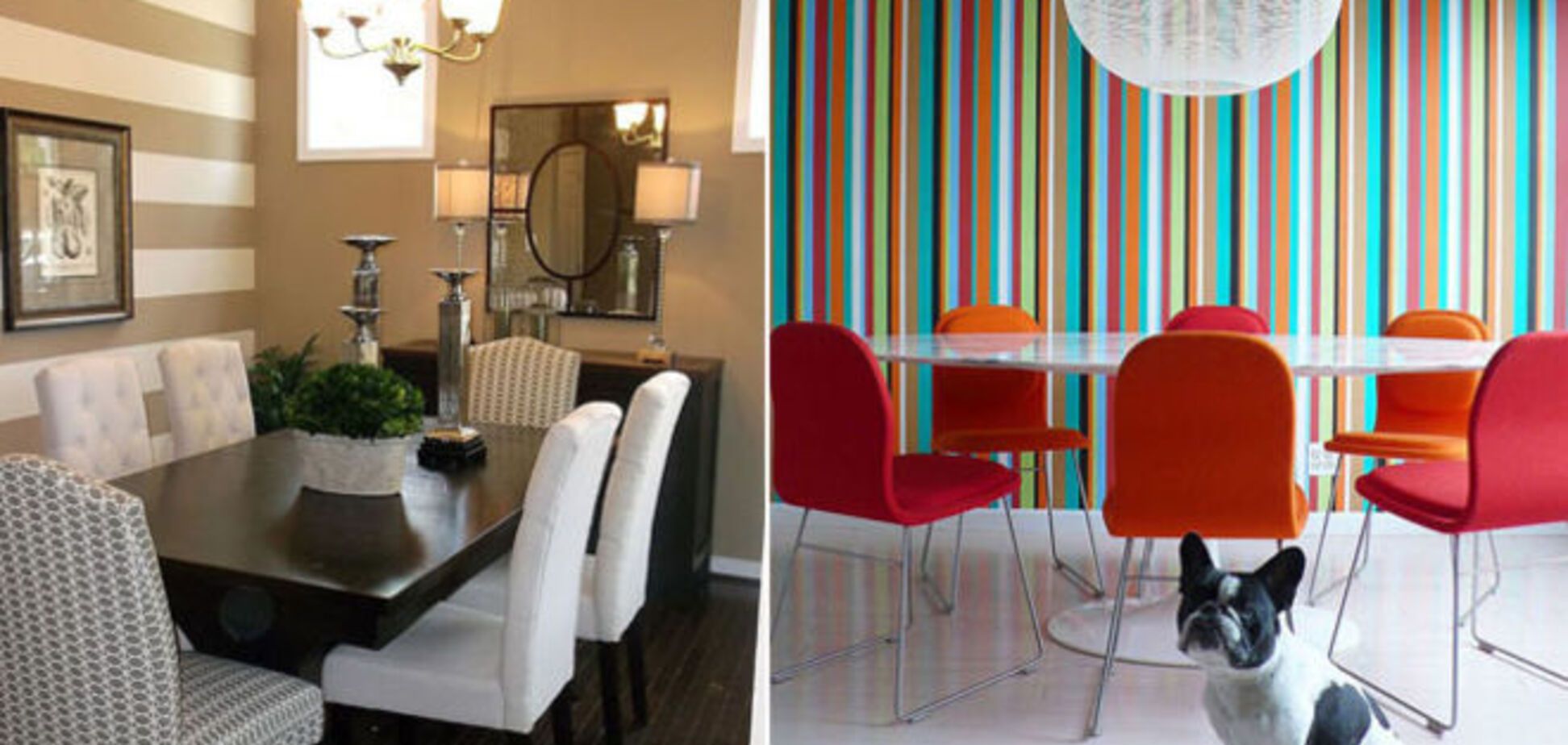 10 потрясающих столовых с полосатыми стенами