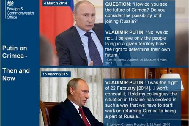 Великобритания припомнила Путину ложь об аннексии Крыма: фотоколлаж