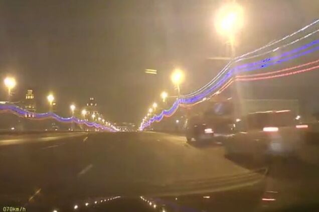 Обнародована запись видеорегистратора автомобиля, проехавшего по мосту через 3 минуты после убийства Немцова