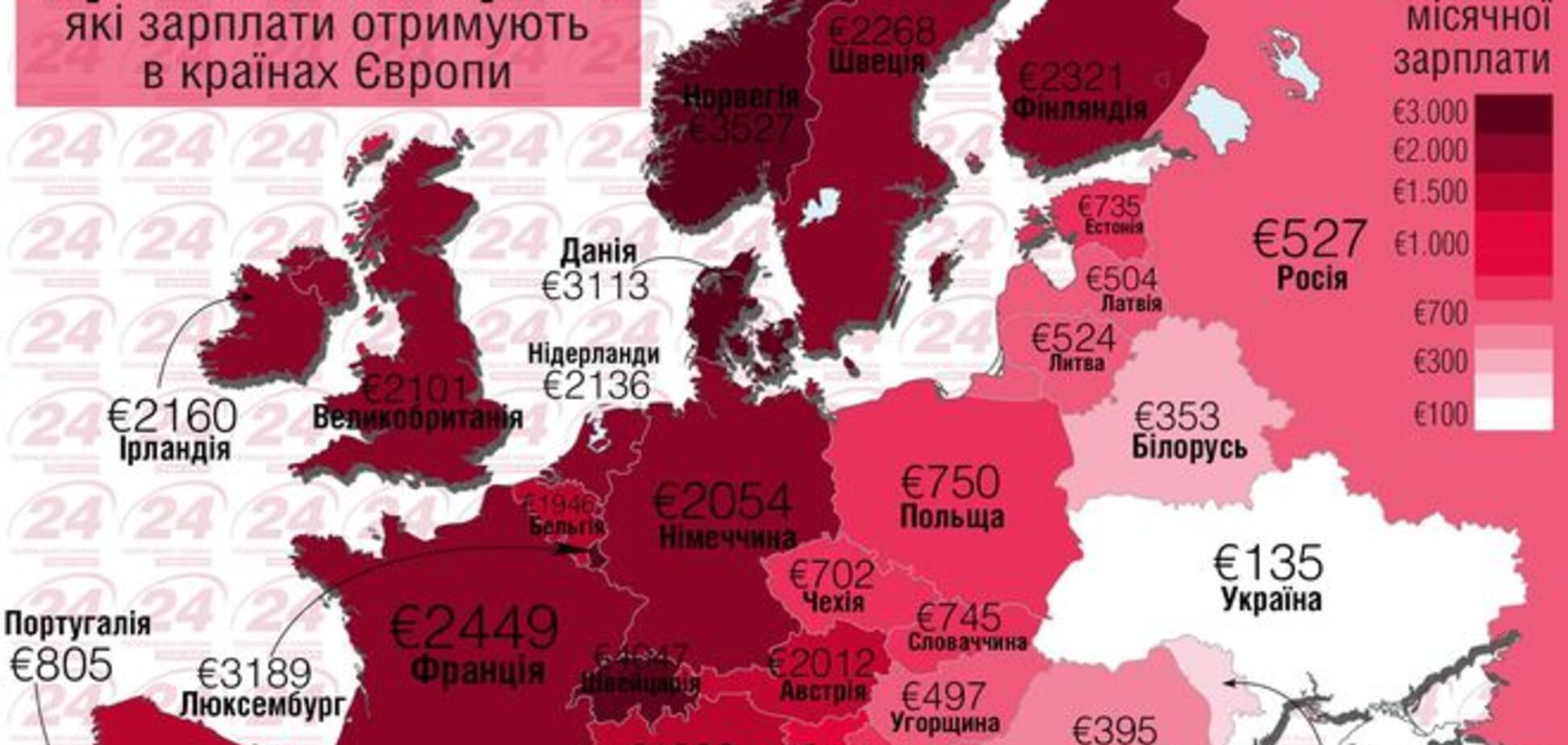 В Украине самая низкая среднемесячная зарплата в Европе: инфографика