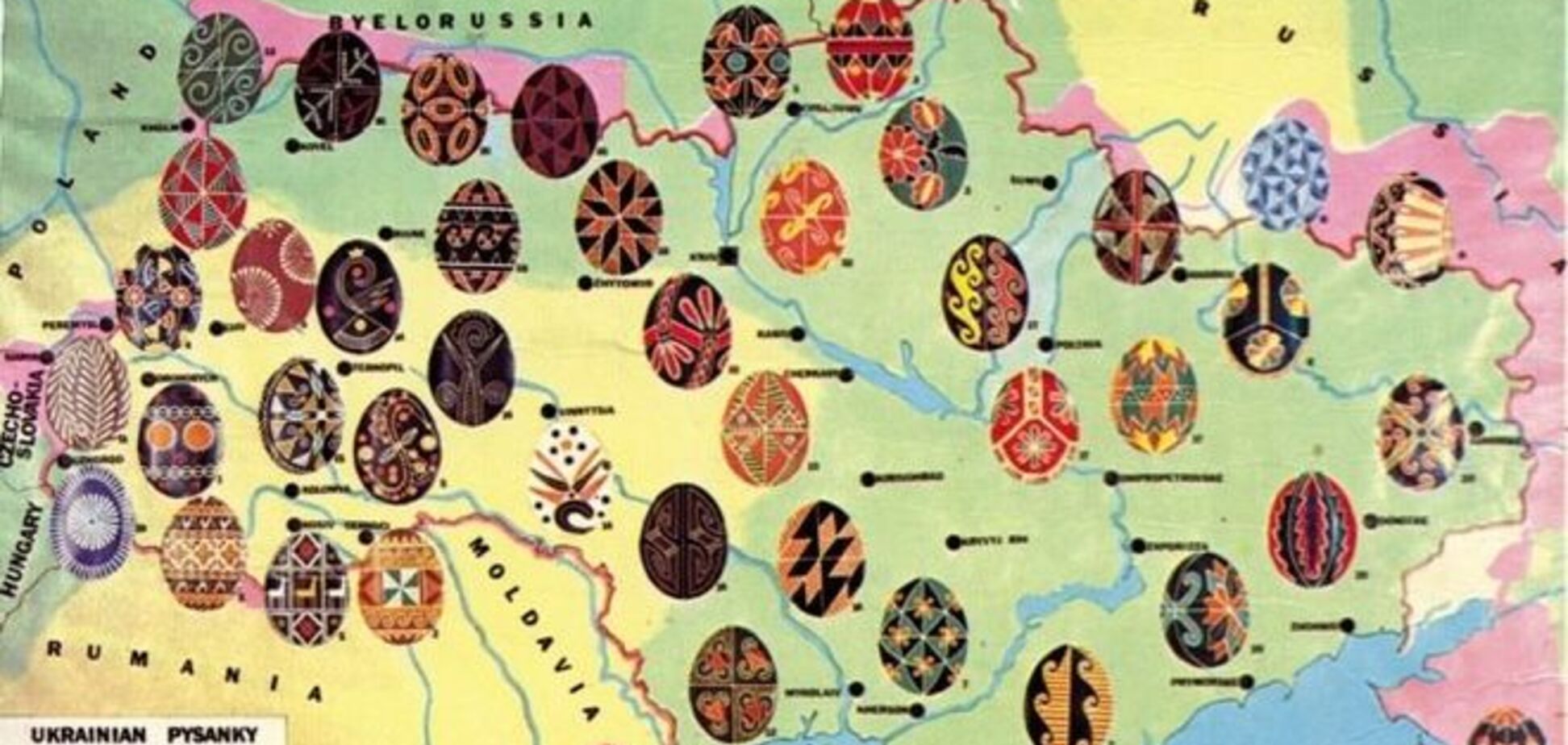 В сети показали карту орнаментов писанок в разных регионах Украины
