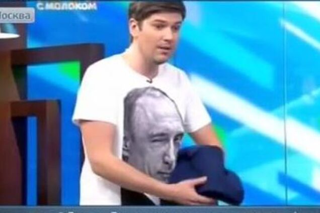 Український телеведучий прийшов на НТВ в майці з Путіним: Відеофакт