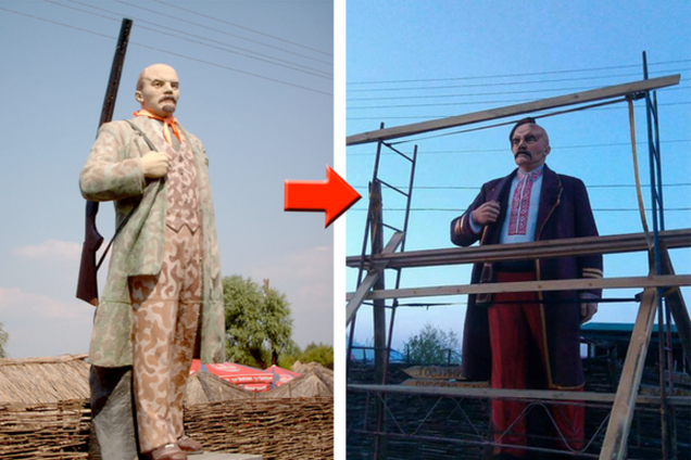Легким движением руки в Черкассах Ленин-охотник превратился в казака: фотофакт