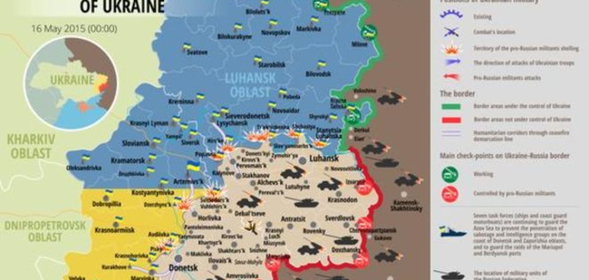 Террористы активизировались на всех направлениях: карта АТО