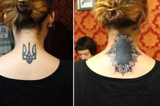Девушка удалила в киевском салоне татуировку с тризубом: фотофакт