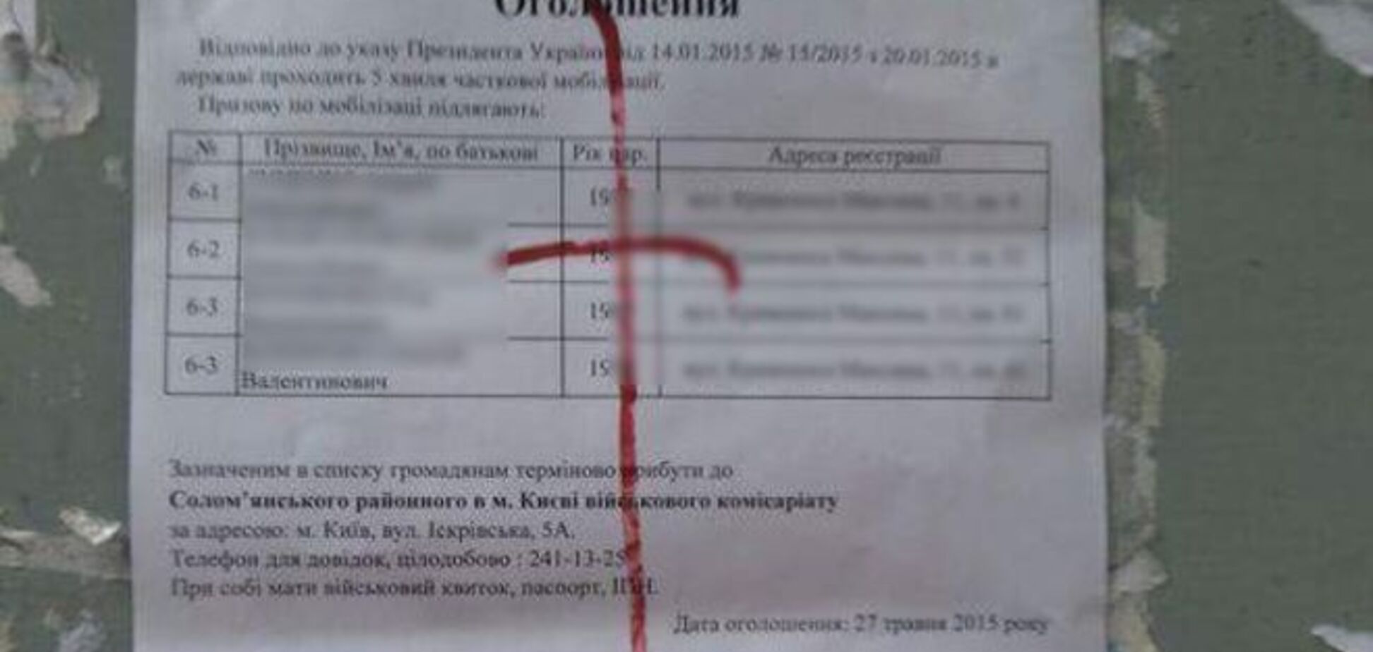 Киевский военкомат слил данные призывников