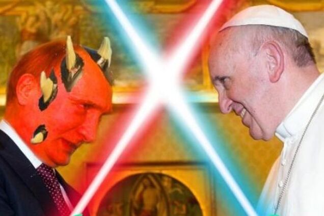 'Изыди, сатана!': соцсети взорвались фотожабами на встречу Путина и Папы