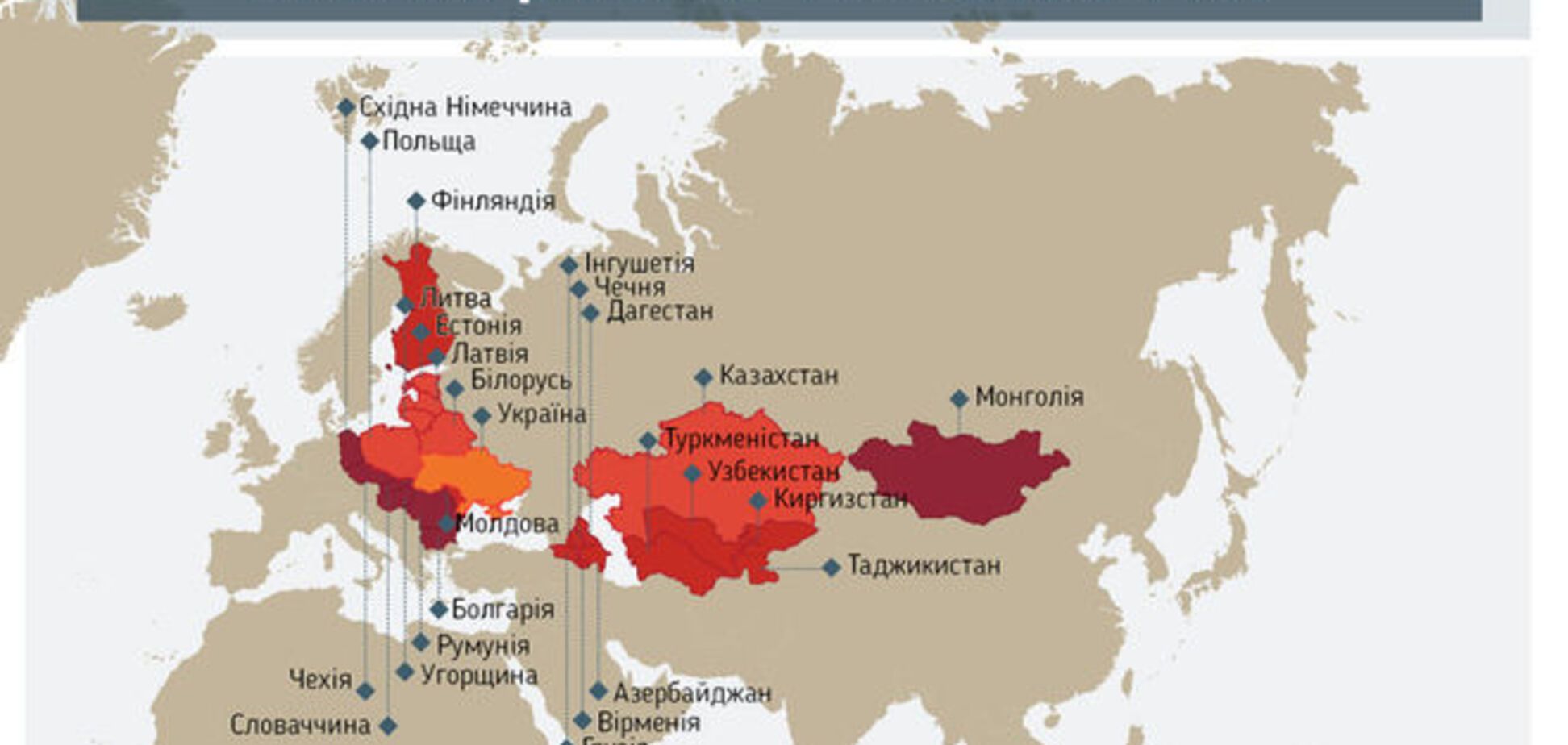 За час свого існування Росія окупувала 26 країн: інфографіка