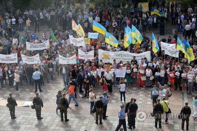 Ворох требований: под Радой на митинг собралось более 300 человек