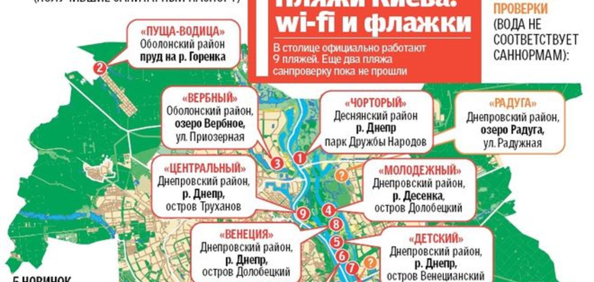 В Киеве официально открылись 9 пляжей: инфографика