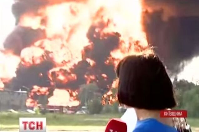 Черговий вибух на нафтобазі у Василькові стався під час прямого включення: Відеофакт