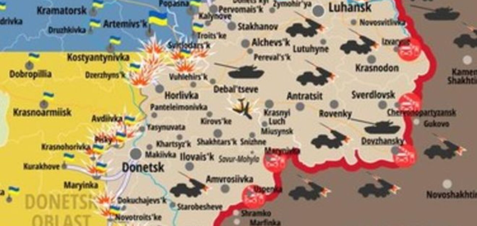 Террористы сосредоточились на Донецком направлении: карта АТО