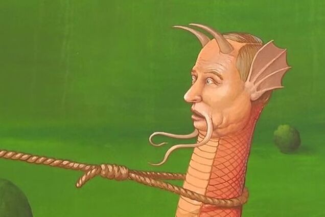 У центрі Києва з'явився 'Путін-змій': відеофакт