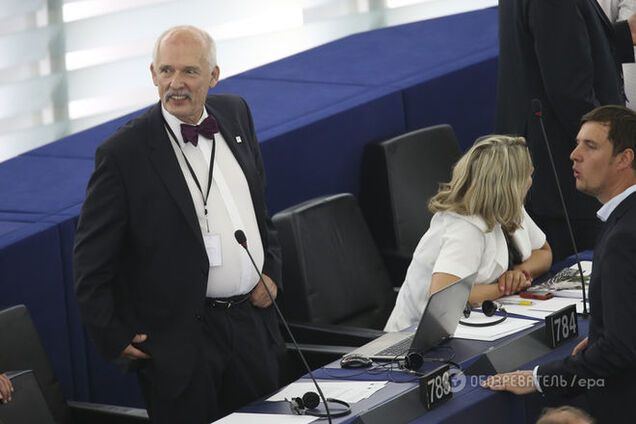 Один рейх, один народ, один билет: польський друг Путина показал в Европарламенте нацистский жест